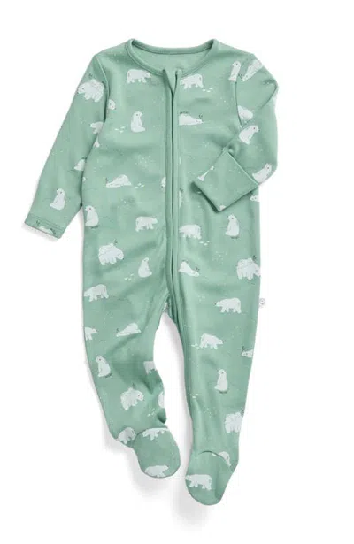 Mori Kids'  Print Two Way Zip Up Sleepsuit In Green