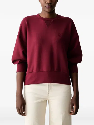 Mos Mosh Kiki Celli Logo-embroidered V-insert Sweatshirt In Burgundy