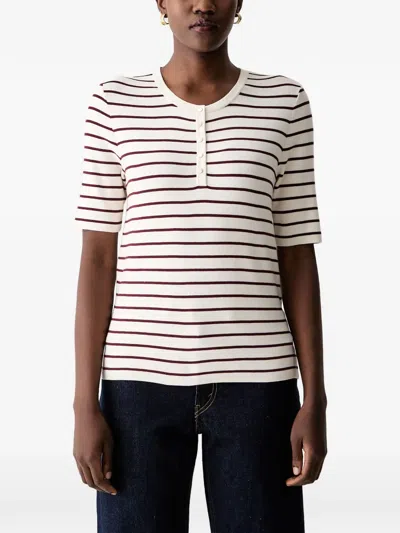 Mos Mosh Mmaliz Striped Short-sleeve Top In White