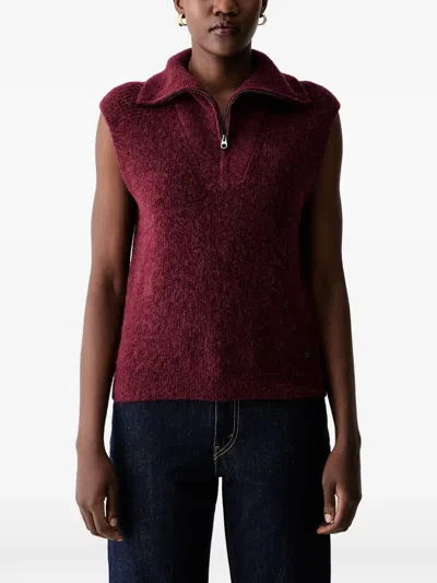 Mos Mosh Mmthora Quarter-zip Sleeveless Sweater In Purple