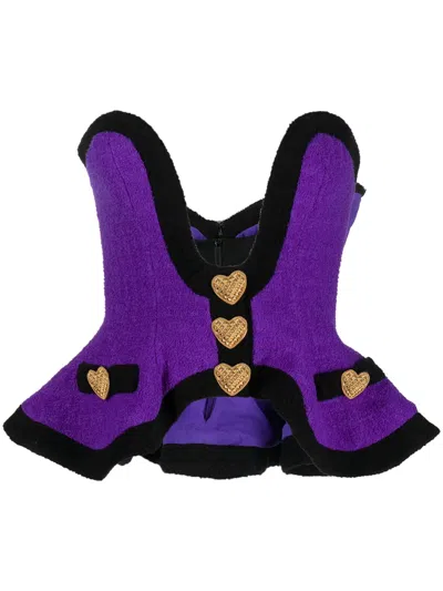 Moschino Button-detail Knitted Corset In Blau