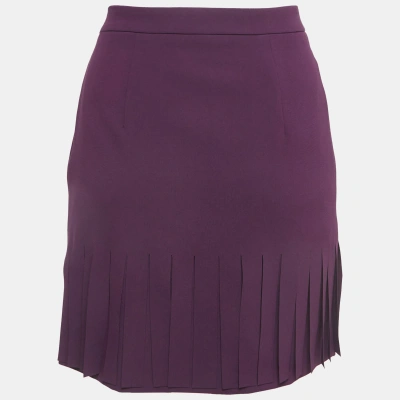 Pre-owned Moschino Cheap And Chic Purple Stretch Crepe Fringed Hem Mini Skirt S