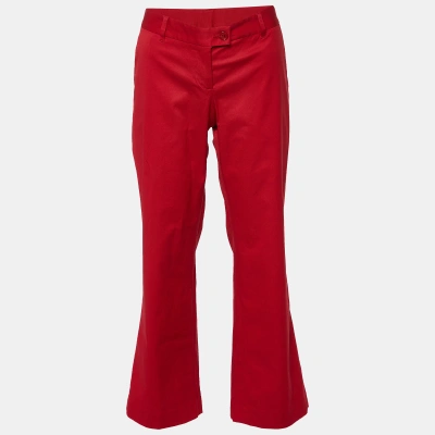 Pre-owned Moschino Cheap And Chic Red Cotton Straight Fit Trousers M