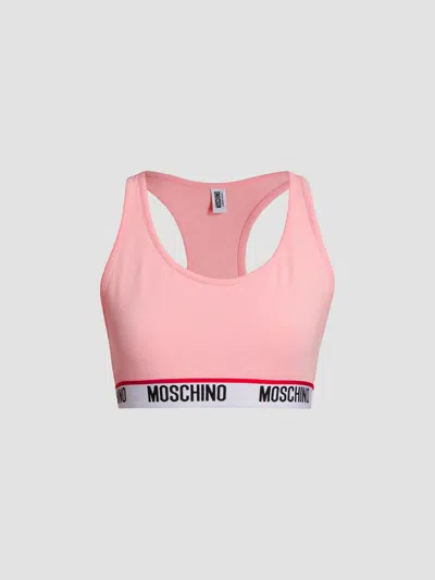 Moschino Core Logo-hem Sports Bra In Pink