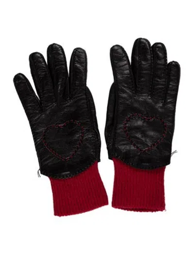 Pre-owned Moschino Embroidered Winter Gloves In Black