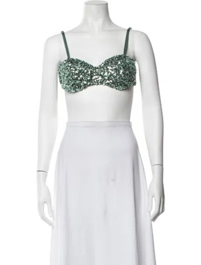 Pre-owned Moschino Graphic Print Halterneck Sports Bra In White