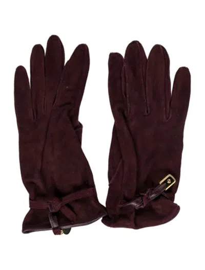 Pre-owned Moschino Leather Gloves In Purple