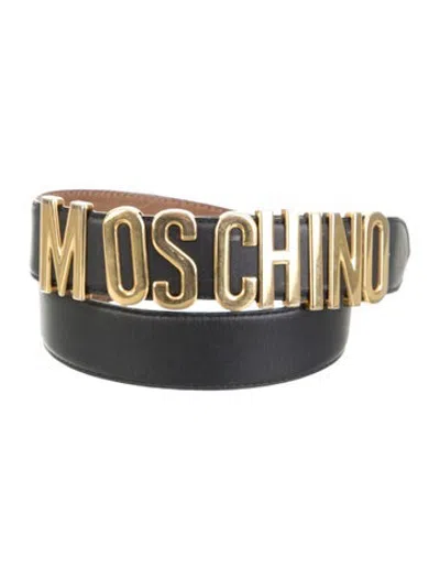 Pre-owned Moschino Leather Waist Belt In Black