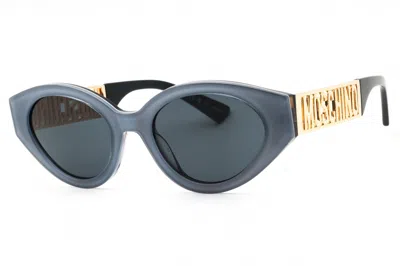 Moschino Mos160s Oval Plastic Sunglasses In Blue