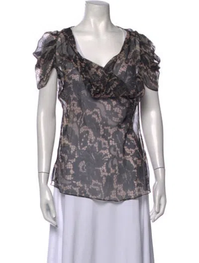 Pre-owned Moschino Silk Lace Pattern Blouse In Multicolor