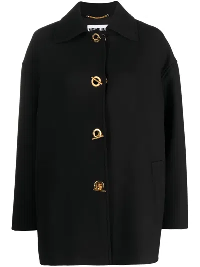 Moschino Virgin Wool-blend Coat In Black