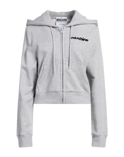 Moschino Woman Sweatshirt Light Grey Size 12 Cotton