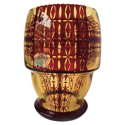 Pre-owned Moser Style Jugendstil Era Hand Decorated Art Glass Vessel Early 1910s. In Brown
