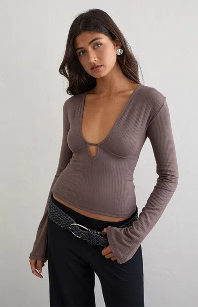 Motel Rocks Women's Mahkota Long Sleeve Top In Brown In Multi