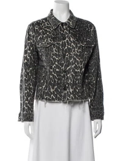 Pre-owned Mother Animal Print Denim Jacket In Grey