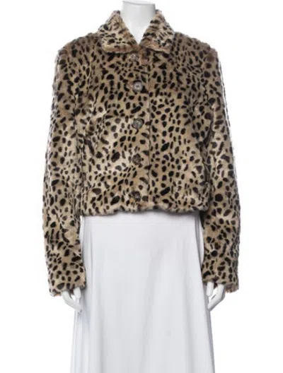 Pre-owned Mother Animal Print Faux Fur Jacket In Brown