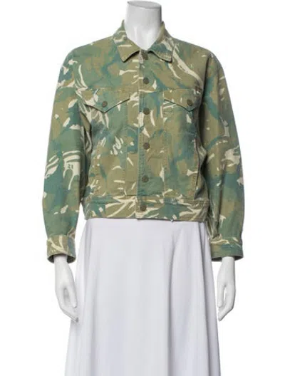 Pre-owned Mother Camouflage Print Denim Jacket In Green