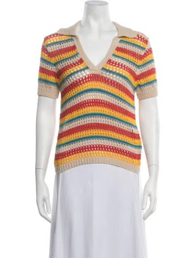 Pre-owned Mother Crochet Striped Sweater W/ Tags In Neutrals/yellow