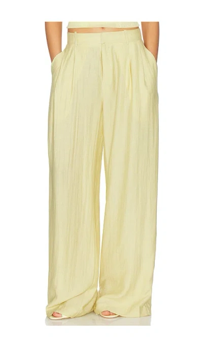 Mother Of All Hedi Mid Waist Tailored Linen Pant In Yellow