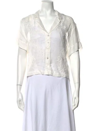 Pre-owned Mother Patterned V-neck Blouse In White
