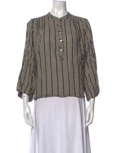 Pre-owned Mother Striped Three-quarter Sleeve Blouse In Multicolor
