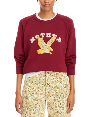 Mother The Concert Studded Graphic Sweatshirt In Burgundy