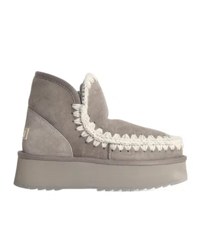 Mou 50mm Platform Braided Boots In Gray