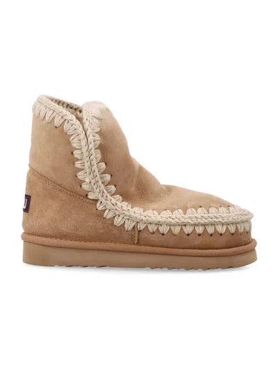 Mou Eskimo 18 Crochet Sheepskin Boots In Neutral