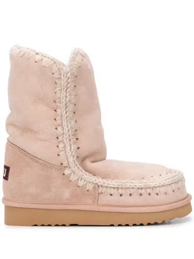 Mou Eskimo Crochet Seam Boots In Pink
