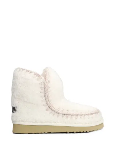 Mou Eskimo Crochet-trim Sheepskin Ankle Boots In Neutral