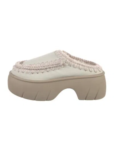 Pre-owned Mou Leather Mules In Neutrals