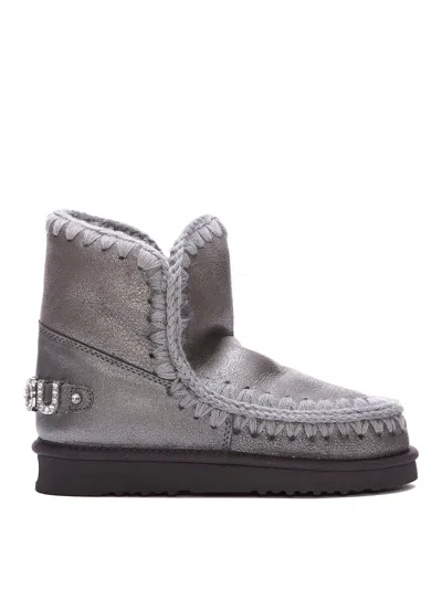 Mou Logoed Ankle Boots In Light Grey