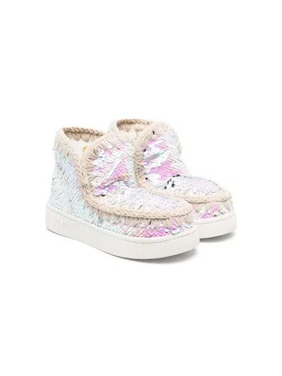 Mou Kids' Sequin-detailing Ankle Sneakers In Neutrals