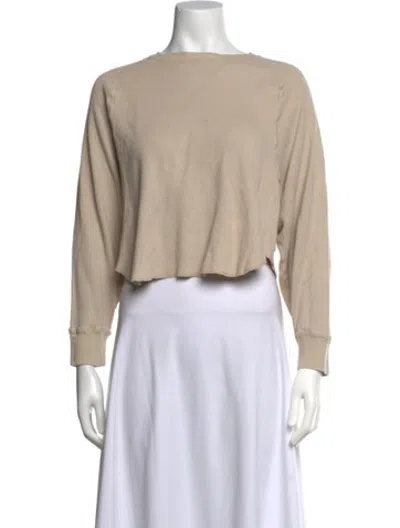 Pre-owned Moussy Crew Neck Long Sleeve Crop Top In Neutrals