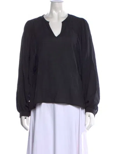 Pre-owned Moussy V-neck Long Sleeve Top In Black