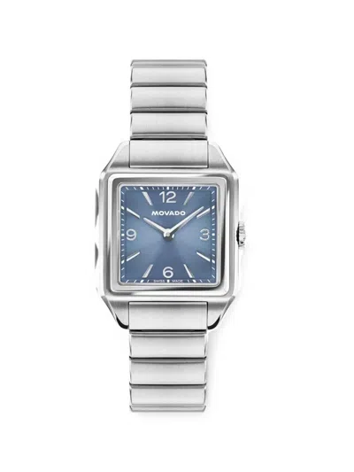 Movado Heritage 1917 Square-face 34mm Watch In Blue