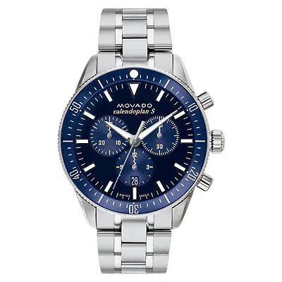 Pre-owned Movado Men's Calendoplan Blue Dial Watch - 3650124