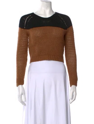 Pre-owned M.patmos Merino Wool Colorblock Pattern Sweater In Brown