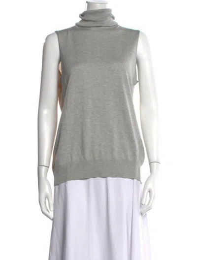 Pre-owned M.patmos Silk Turtleneck Top In Grey