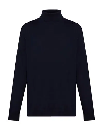 Mqj Man Turtleneck Midnight Blue Size 44 Polyamide, Wool, Viscose, Cashmere In Black