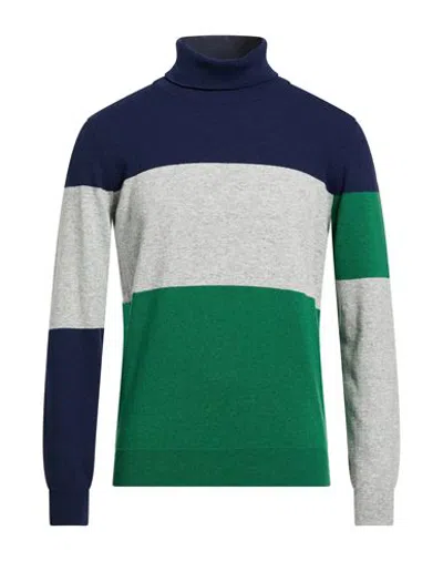 Mqj Man Turtleneck Navy Size 42 Polyamide, Wool, Viscose, Cashmere In Blue