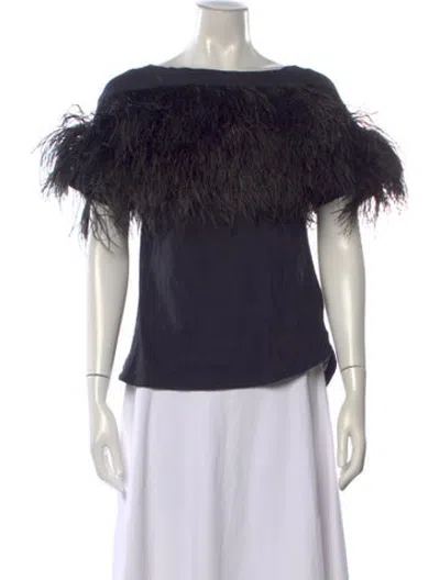 Pre-owned Mr & Mrs Italy Off-the-shoulder Short Sleeve Top In Black