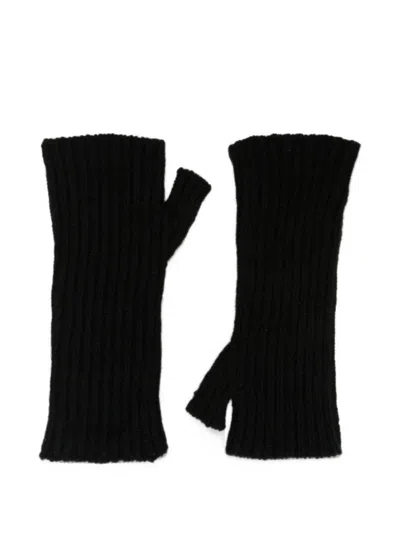Mrz Ribbed-knit Fingerless Gloves In Blue