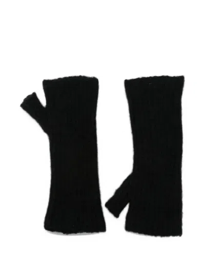 Mrz Ribbed-knit Gloves In Black