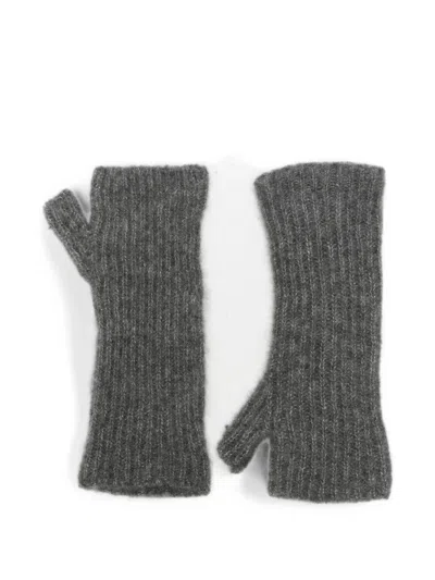 Mrz Ribbed-knit Gloves In Gray