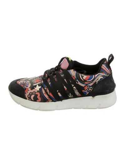 Pre-owned Msgm Canvas Graphic Print Sneakers In Black