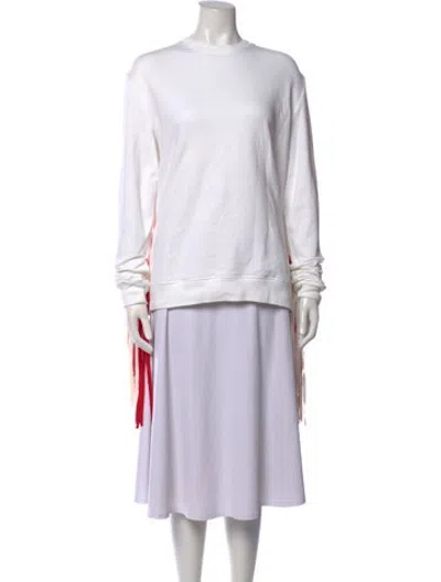 Pre-owned Msgm Crew Neck Long Sleeve Sweatshirt In White
