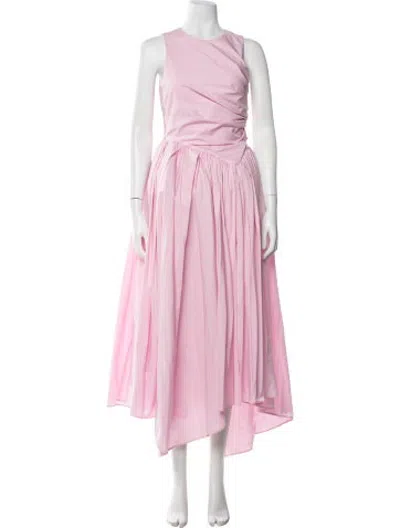 Pre-owned Msgm Crew Neck Midi Length Dress W/ Tags In Pink