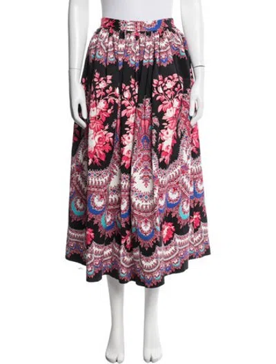 Pre-owned Msgm Floral Print Long Skirt In Black