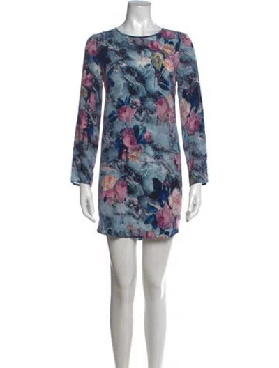 Pre-owned Msgm Floral Print Mini Dress In Blue